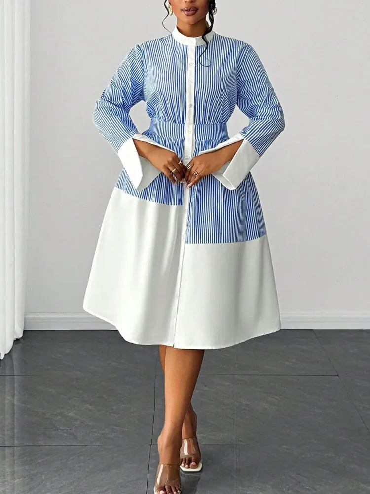L-4XL Plus Size Clothes Dresses Women Spring Autumn Robes Long Sleeve Street Style Casual 3XL Big Size Midi Dress Oversized