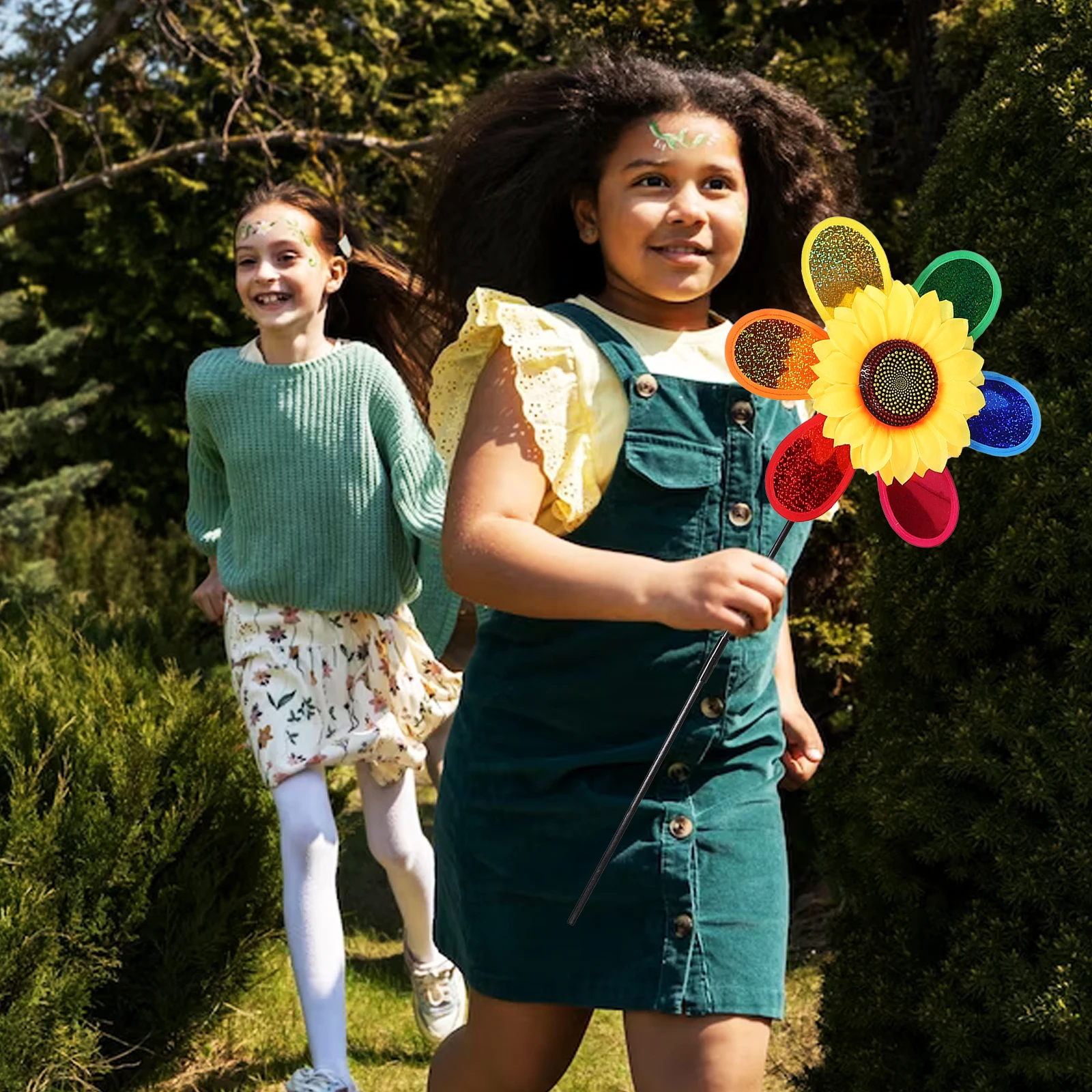 

2 Pcs Colorful Sunflower Windmills Plastic Garden Decorations Lasting Multi Purpose for Yard Wedding Party Balcony Outdoor