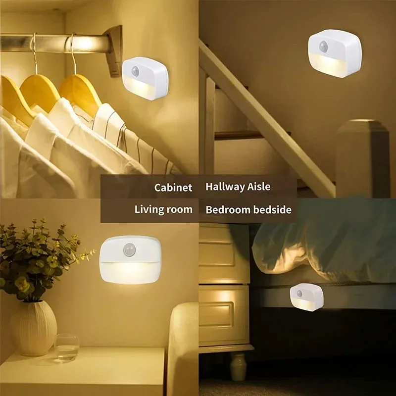 Warm LED night light Wireless motion sensor Battery night light Suitable for room corridor closet wine cabinet light