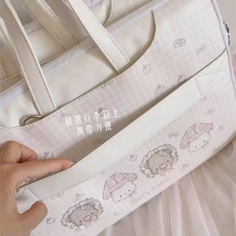 Ins الكورية الحلو لطيف الكرتون طباعة حقيبة لابتوب المرأة ماك بوك اير برو 13 14 15 16 بوصة كمبيوتر محمول كم الكمبيوتر اللوحي الوردي حقيبة يد