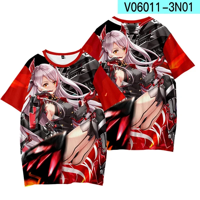 2024 Anime Azur Lane Prinz Eugen Cosplay O-neck T-shirt Summer Men Women Short Sleeve Casual Boy girls kids Tops