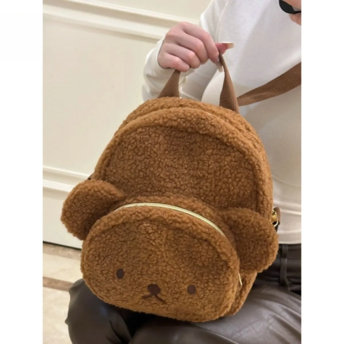 Kawaii أنيمي ميفي أرنب بوريس الدب على ظهره لطيف الكرتون الإبداعية المطرزة جلد الخراف Crossbody على ظهره أفخم فتاة القلب حقيبة #2