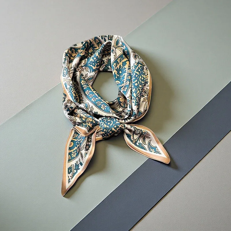 

Luxury High Quality Women Silk Scarf Satin Hairband Narrow Slanted Ribbon Neckerchief Tie Neck Bag Scarf Satin Hair Scarves Wrap
