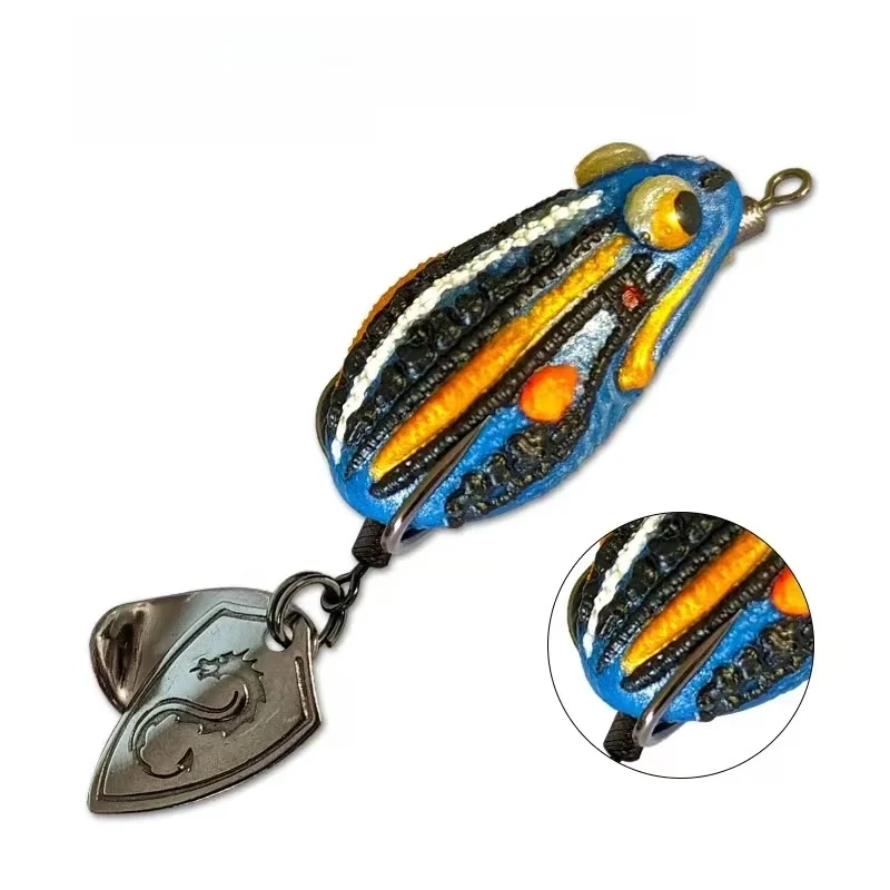 Stainless Steel Frog Lure Realistic Imitation Soft Long-Distance Casting Bass Fishing Blackfish Bait Sinking Sequins Carp