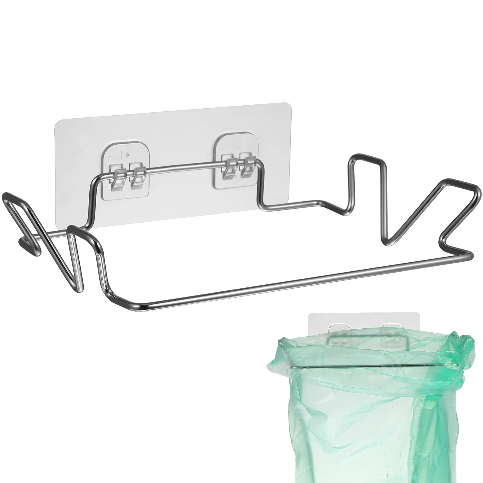 2 Sets Garbage Hanger Bins Trash Storage Rack Fold Coat Towel Hanging Shelf Stainless Steel Bathroom