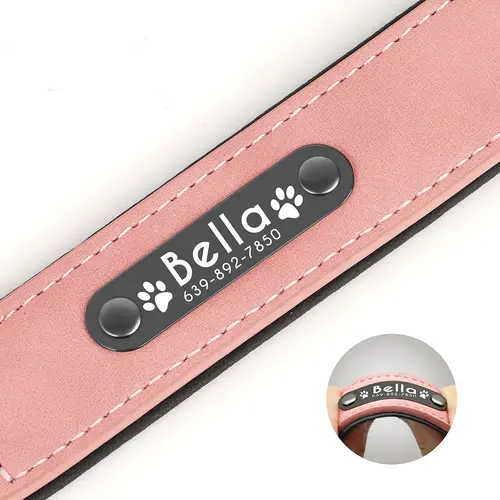 Dog Collars Personalized Custom Leather Dog Collar Name ID Tags For Small Medium Large Dogs Pitbull Bulldog Beagle Correa Perro - Image 4