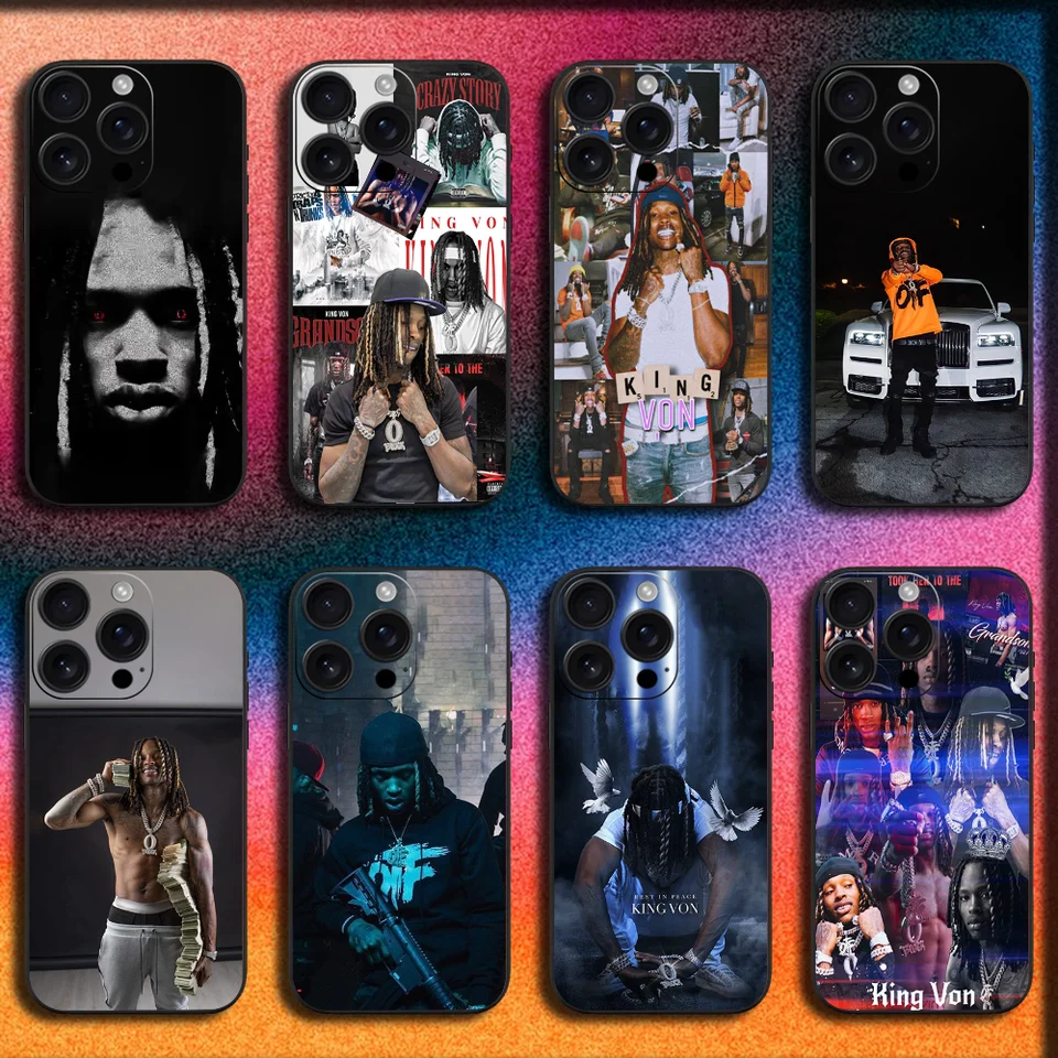Raper K-King Von Phone Case For iPhone  16,15,14,13,12,11,Pro,XS,Max,XR,Plus,E,Mini Soft Black Cover - AliExpress
