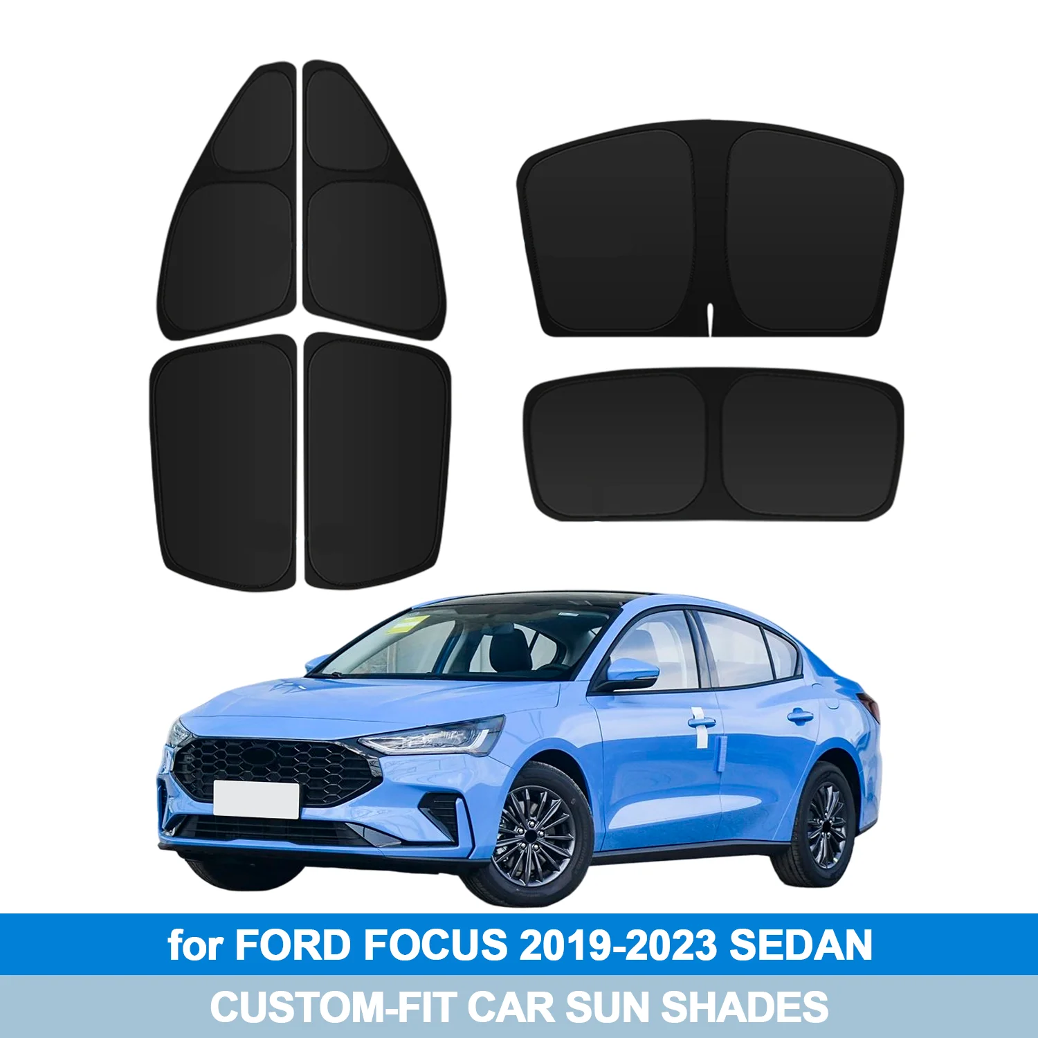 

For FORD FOCUS 2019-2023 SEDAN HATCHBACK WAGON Windshield Sun Shade Side Window Shades Cover Sun Visor Shield Privacy Protection