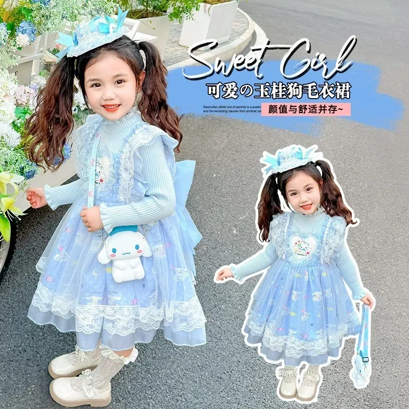 

Sanrio Cinnamoroll Lolita Anime Halloween Costume Children's CosPlay Girl Princess Dress Autumn and Winter Birthday Party Gifts