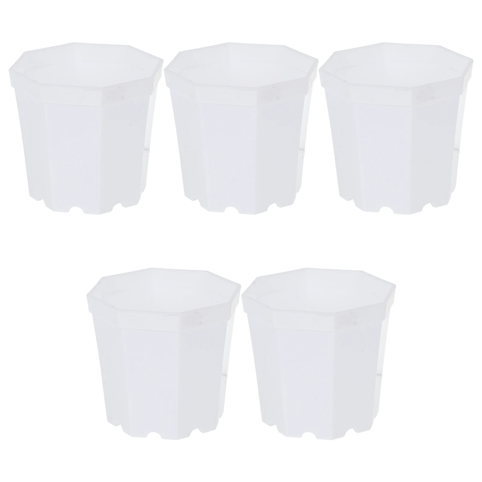

5pcs Thickened Plastic Flower Pots Lightweight Durable Mini Horticultural Planter Octagonal Decorative Vases Balcony Office