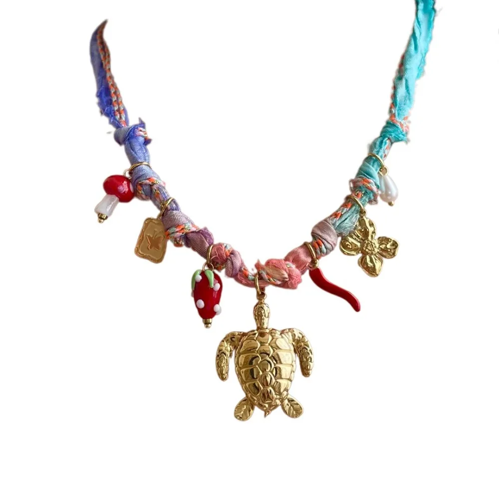 

Retro Love Sun Pendant Necklace Flower Bracelet Hand Woven Rope Necklace Jewelry Accessories Ethnic Style Dopamine Necklace Gift