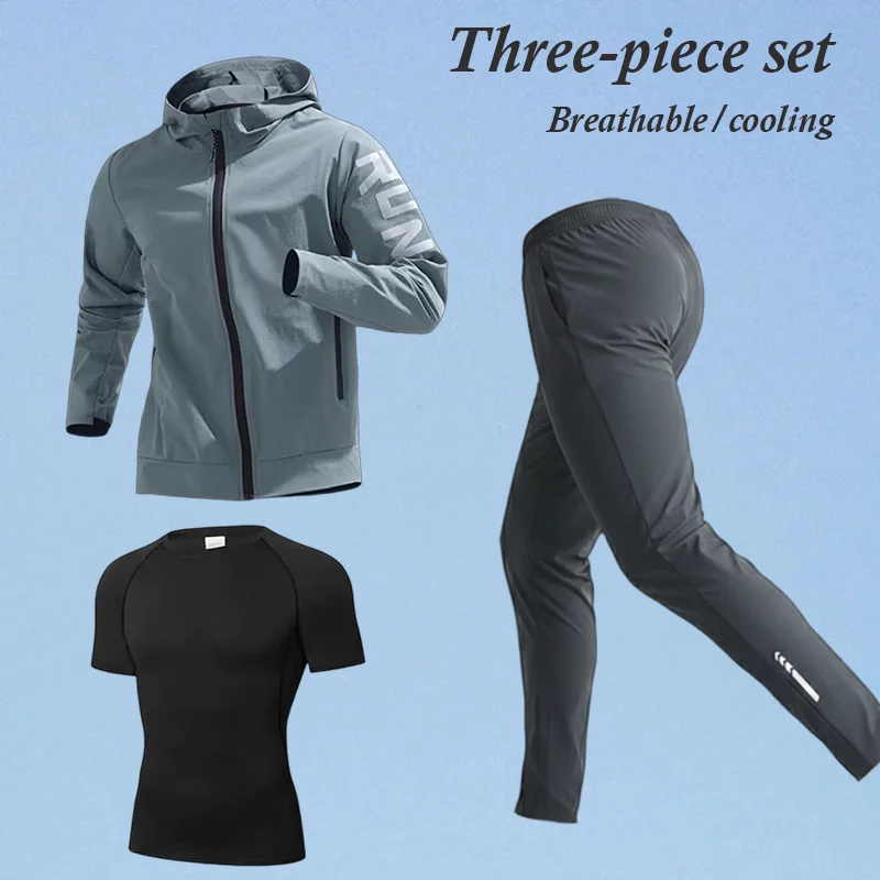 

Комплект спортивной одежды из трех предметов 2025 года, подходящий для весны и лета, удобный, дышащий, высокоэластичный, быстросохнущий.