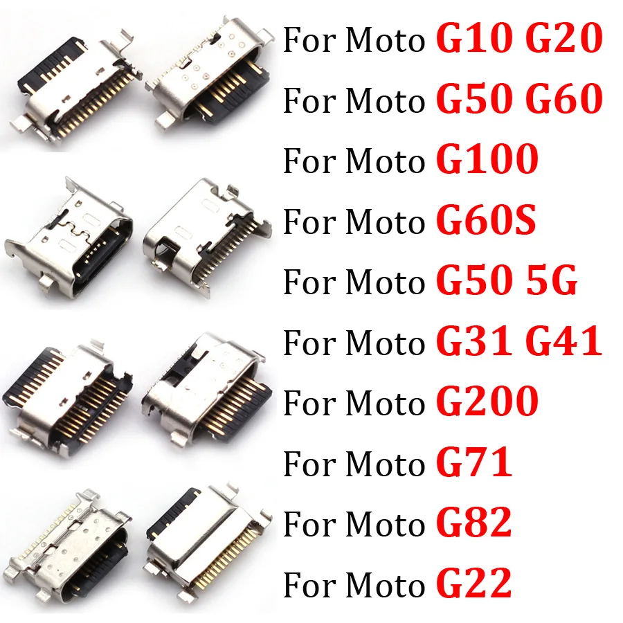 10Pcs USB Charger Dock Connector Charging Port For Motorola Moto G10 G20 G50 G60 G60s G100 G31 G41 G71 G82 G22 G200 Type-C Jack