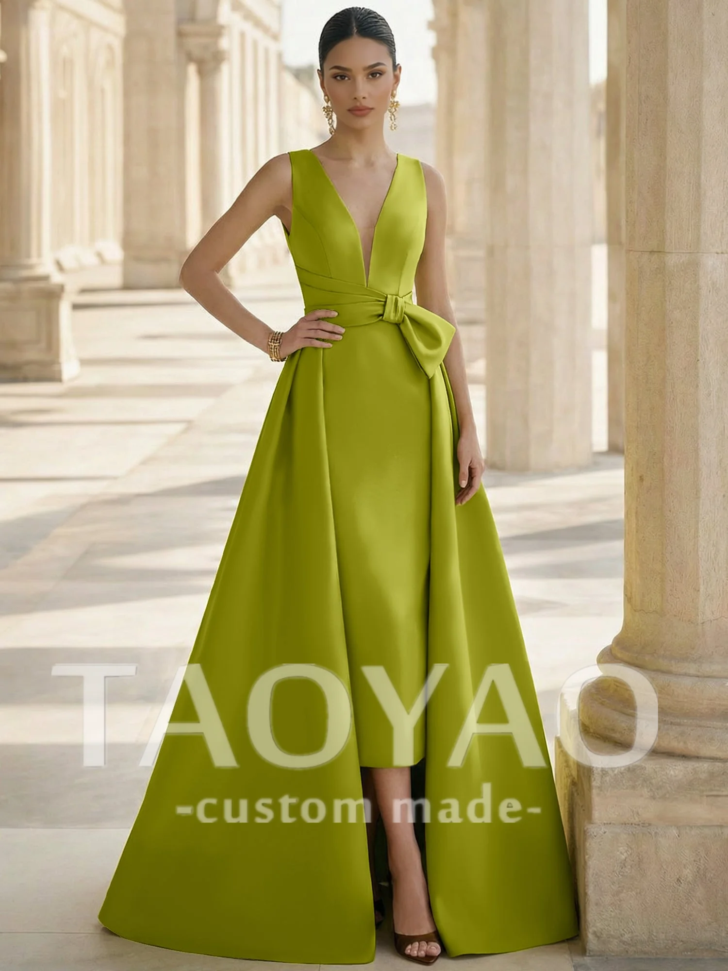 

Элегантные вечерние платья-русалки с V-образным вырезом, винтажные, без рукавов, с длинными рукавами, плиссированные, с открытой спиной, для выпускного вечера, на заказ