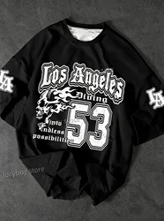 summer Man Short Sleeves Sport  Baseball Jerseys Number 53 Los Angeles Print Mens T-Shirt   Oversize 6colors Tees Men Clothes