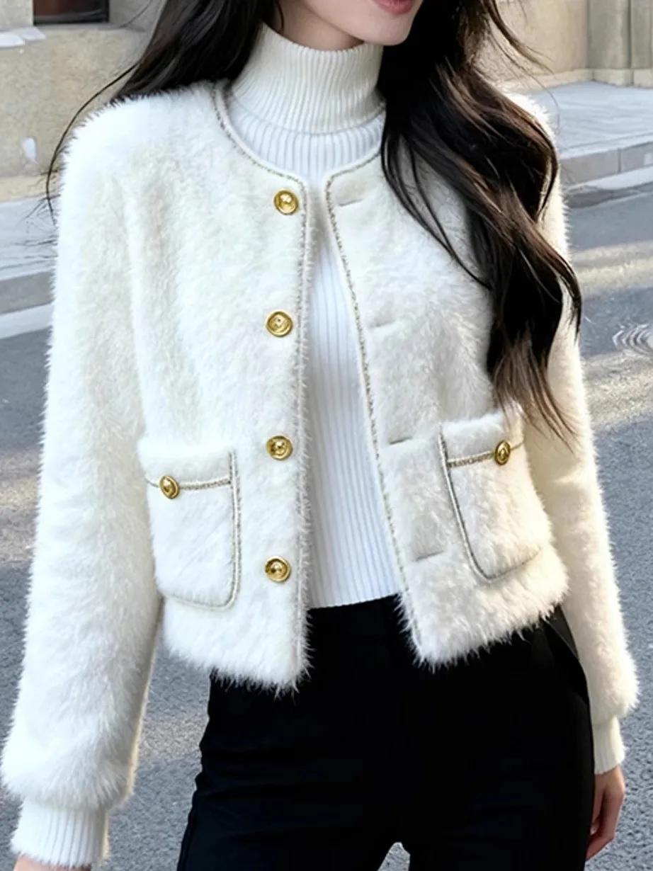 

Белая куртка женская, осень-зима 2021, новые шерстяные короткие пальто с имитацией кролика рекса знаменитостей