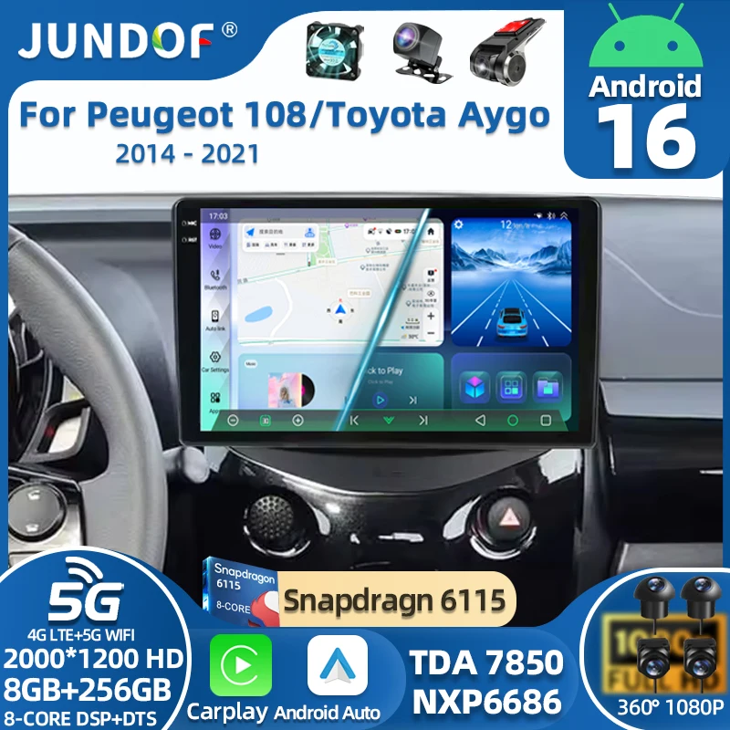 

Android 16 Car Radio For Peugeot 108 For Toyota Aygo B40 2014-2021 Multimedia Video Player Navigation Stereo GPS 2din 2 din DSP