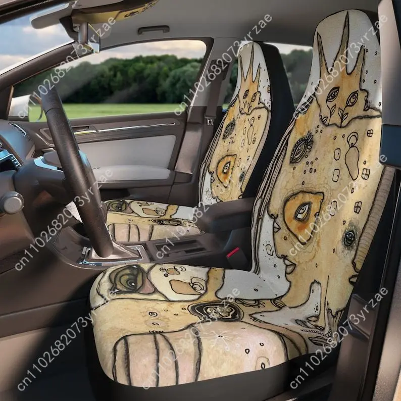 

Big Eyes Face Art Car Seat Covers Universal Environmentally Friendly Interior Decorations Comfortable Breathable Car Seat Covers
