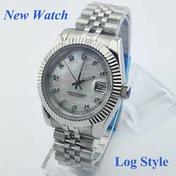 39/36mm Men's Watch NH35 Automatic Movement No Logo Mother of Pearl Dial Sapphire Glass Stainless Steel Case Waterproof