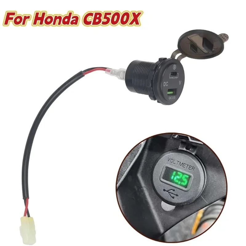 

For Honda Cb500X Motorcycle Modified Charger Dual USB LED Voltmeter Display Dual USB Charger Socket Motorc Modification Accessor