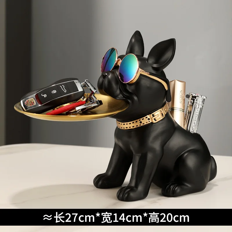 

French dog fighting tray decoration statue sculpture crafts light luxury high-end living room decorations