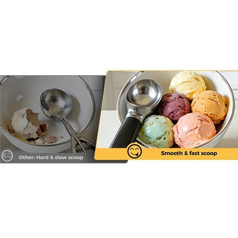 Electric Ice Cream Scoop USB Rechargeable Self Warming Spoon LED Display Adjustable Temperature Self Melt Function-A54Q