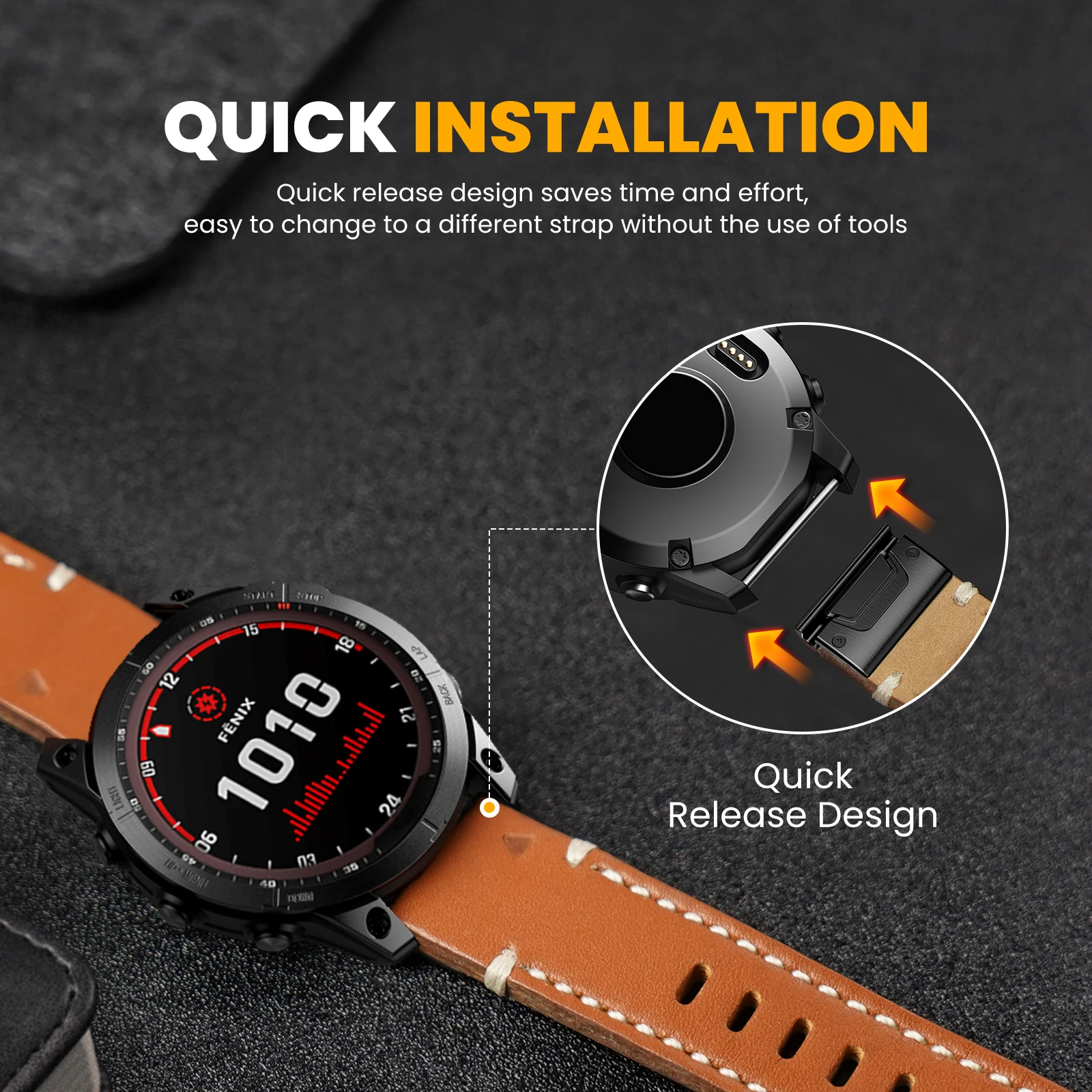 Pulseira de couro genuíno para Garmin Fenix, Pulseira Quick Fit, Pulseira de pulseira, Fenix 6X Pro 6X 5X 7X, Fenix 5 6 7 Instinct Tactix, 22mm, 26mm