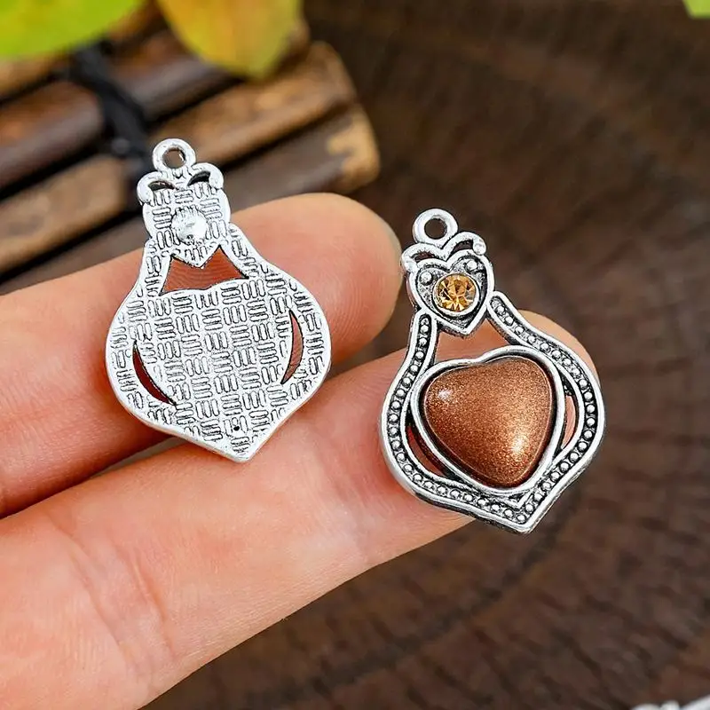 

[YU]Vintage Ethnic Bohemia Stone Setting Pendants For Women Earrings Necklaces Charms For DIY Making Jewelry Accessories