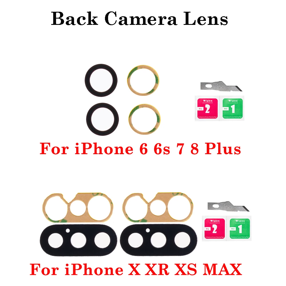 

Pop 2set Rear Back Camera Glass Lens With Adhesive With Repair Tools For IPhone 6 6s 7 8 Plus X XR XS Max Replacement Part