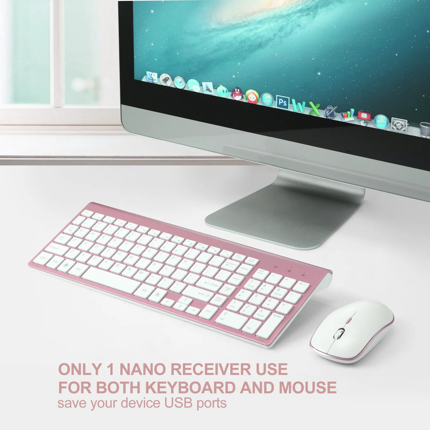 2.4G Wireless Slient Click Ultra-Slim Office Keyboard Set Portable Multimedia Mini Keyboard For PC Computer Laptop Tablet Mac