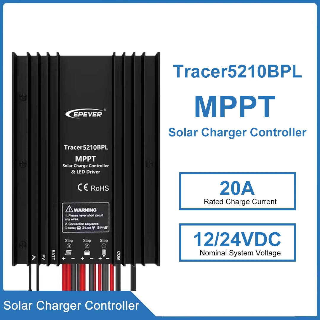 

Tracer5210BPL 20A EPEVER Контроллер заряда солнечной энергии Макс. входное напряжение Pv 100 В Поддержка свинцово-кислотных и литиевых батарей