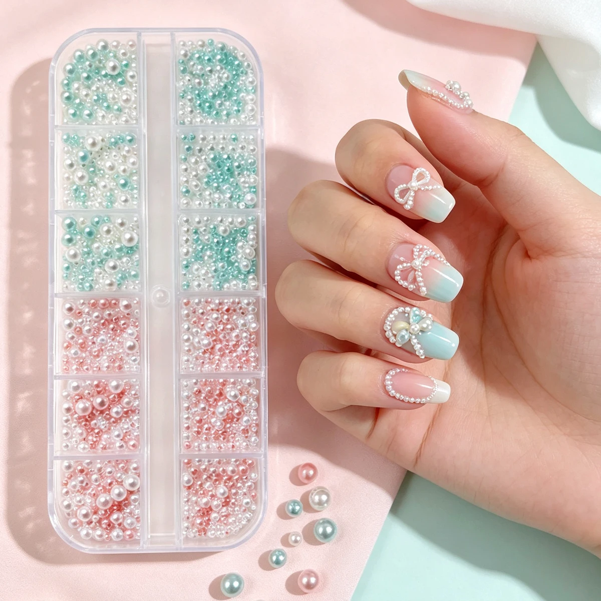 Shiny Pearls Nail Art Charms Glitter Bubble Pearl Beads Decoration Nails Rhinestones All For Manicure Accessories Valentines Day
