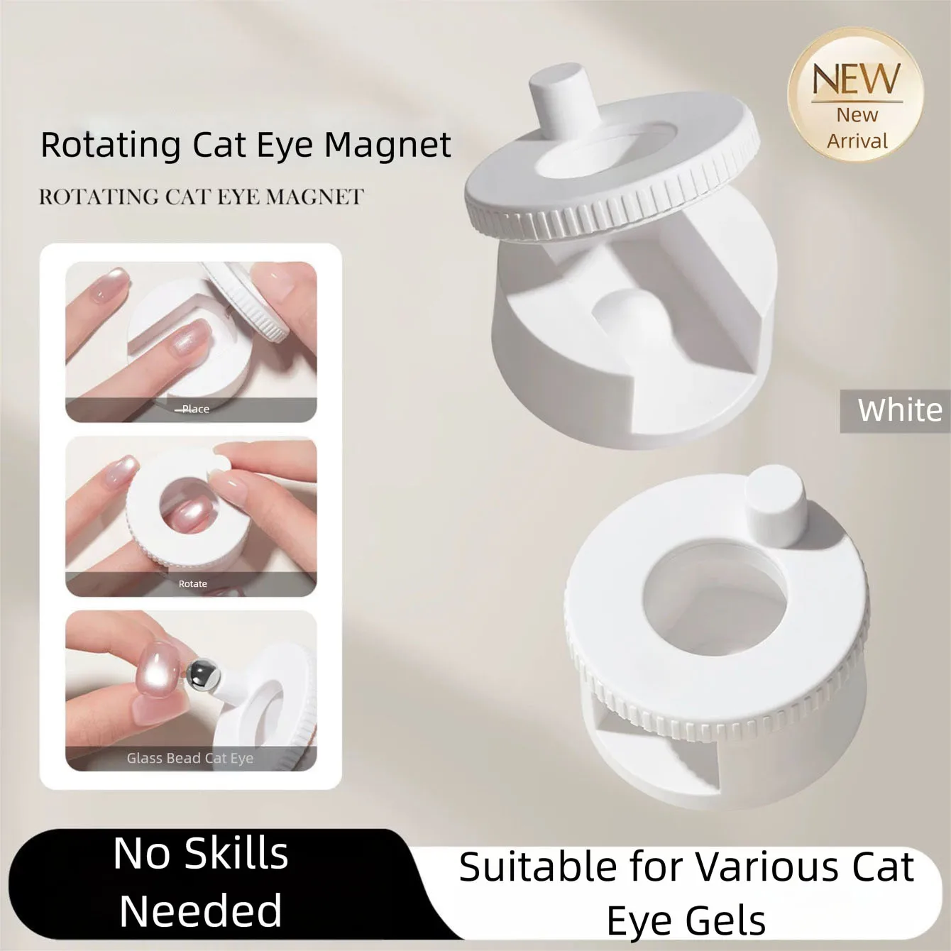 

MIANEL Beginner-Friendly Nail Art Magnetic Tool for Cat Eye Gel Super Strong Auto-Attract Glass Bead Wide Shine Cat Magnet