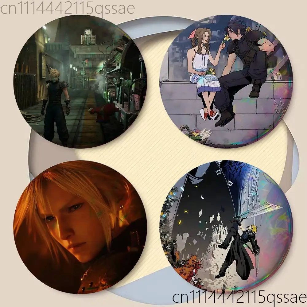 FOR Final Fantasy 7 FF Cloud Tifa 25mm 75mm 44mm 58mm 32m Coin Badges Personalized Handmade Round Brooches Pins Accessory