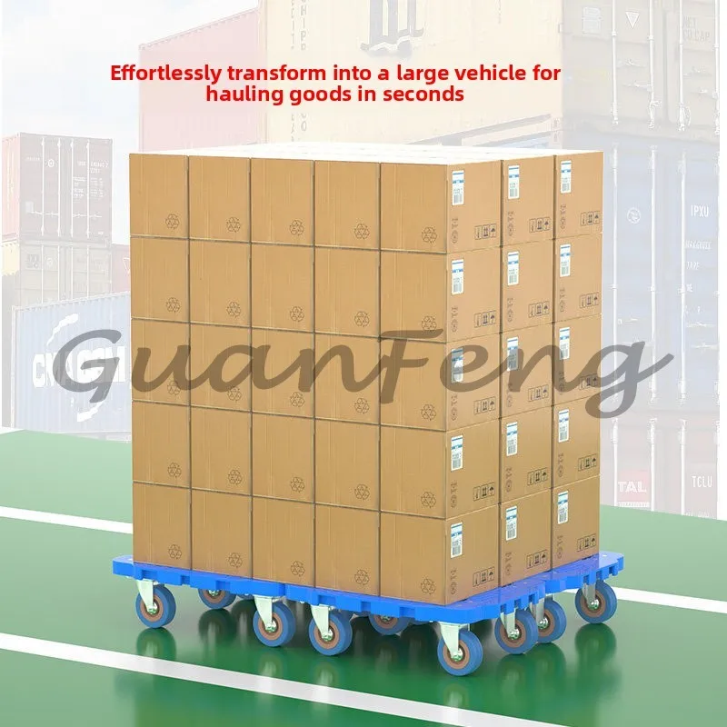 Portable Turtle Cart Dolly Hand Push Cart Moving Truck Foldable Flatbed Wheelbarrow Multi-Directional Wheels Household Storage