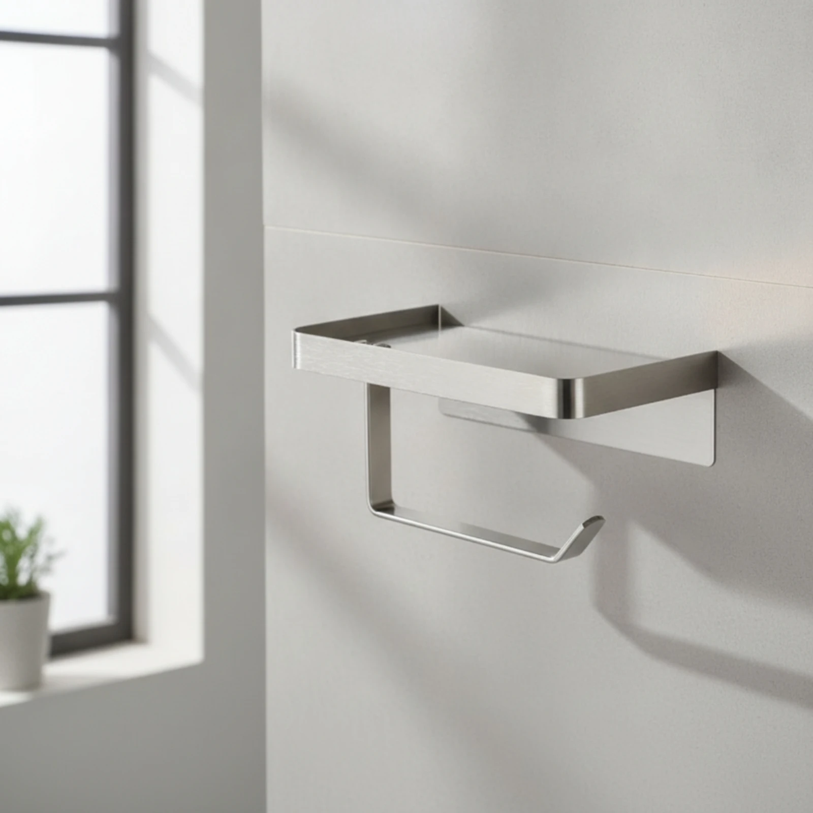 Bathroom Tissue Holder with Shelf Stainless Steel Paper Towel Holder with Shelf Wall Organizer with Tray Rustproof Space-Saving