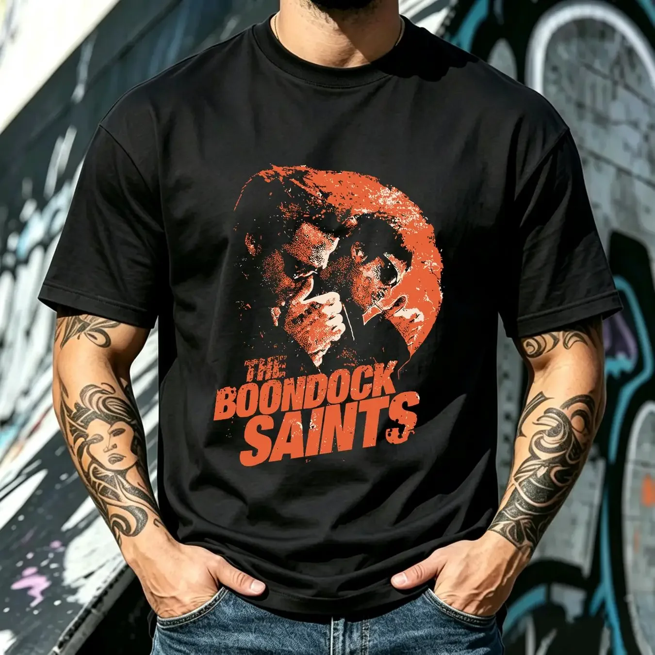 washed T Shirt Vintage The Boondock Saints Movie Promo Size Medium Black vintage Washed streetwear Comfortable Casual Stylish