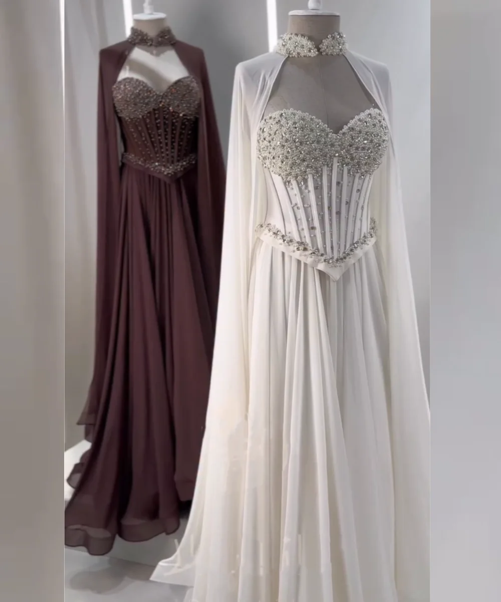

Customized Formal Chiffon Pleat Sequined A-line Sweetheart Long Bespoke Occasion Prom Dresses Classic Simple