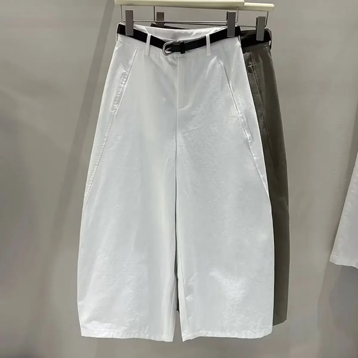 

2023 весна/лето корейские модные 9-дюймовые широкие брюки для женщин с высокой талией простые воздушные шары универсальные повседневные брюки