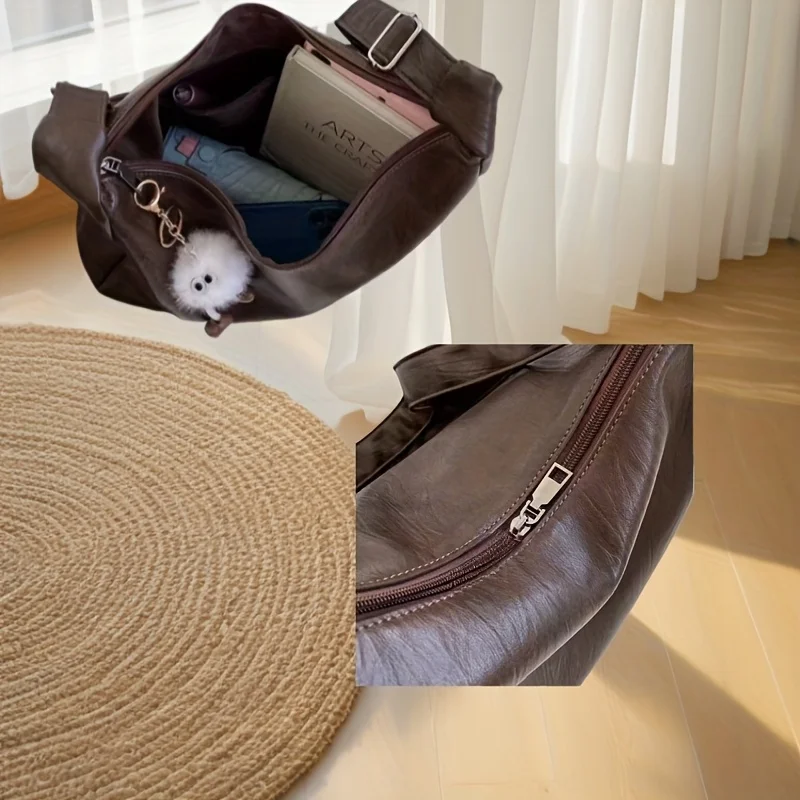 Neue, schlichte Tasche mit großem Fassungsvermögen für Damen, modische und vielseitige lässige Umhängetasche – Detail 4