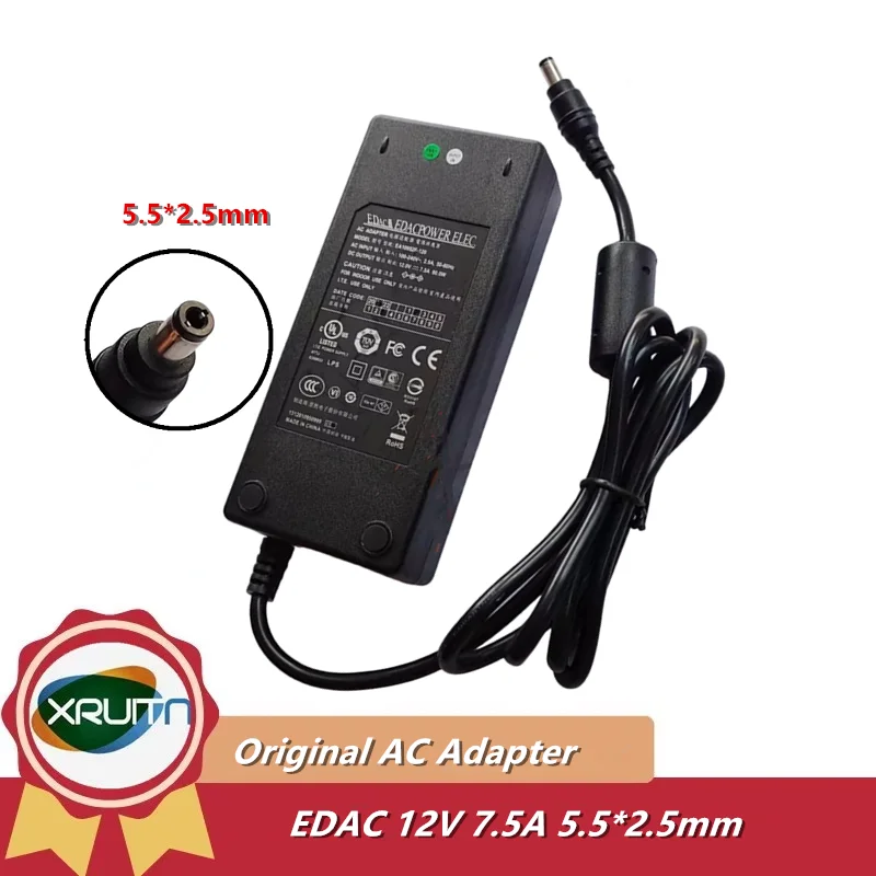 

Оригинальное зарядное устройство адаптера переменного тока EDAC EA10952F-120 EA10951F-120, 12 В, 7,5 А, 90 Вт, 5,5x2,5 мм, оригинальный источник питания