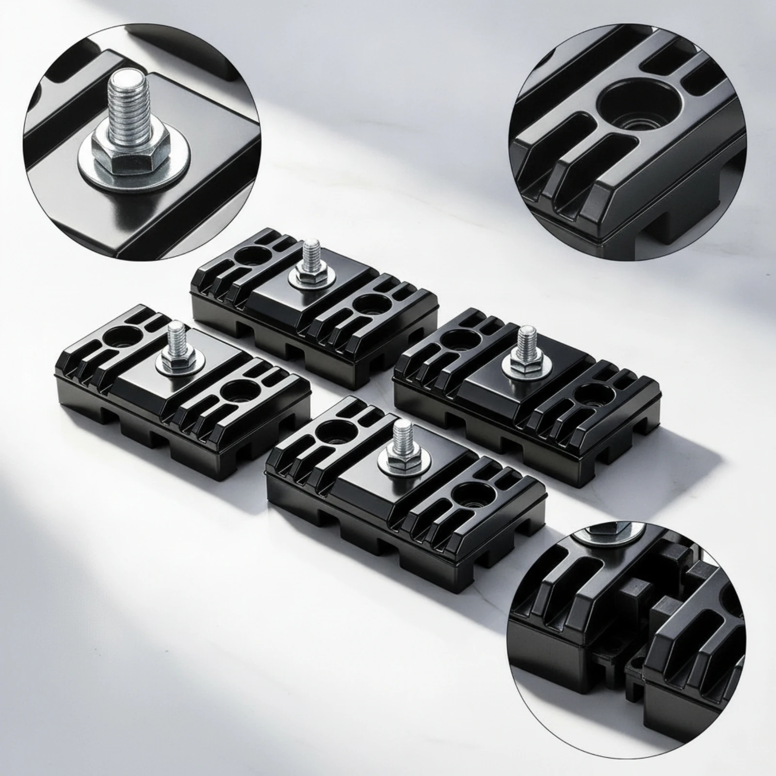 4 Pieces Vibration Isolation Pad Noise-Reducing Rubber Block with Stud Anti-Vibration Rubber Blocks Load-Bearing Low-Height