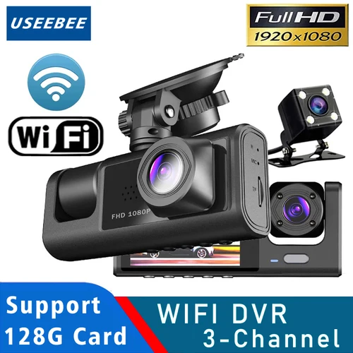 3 cámaras WIFI Dash Cam cabina coche Dvr 1080P Interior vehículo tres canales Dvrs grabadora grabadora de vídeo Dashcam videocámara