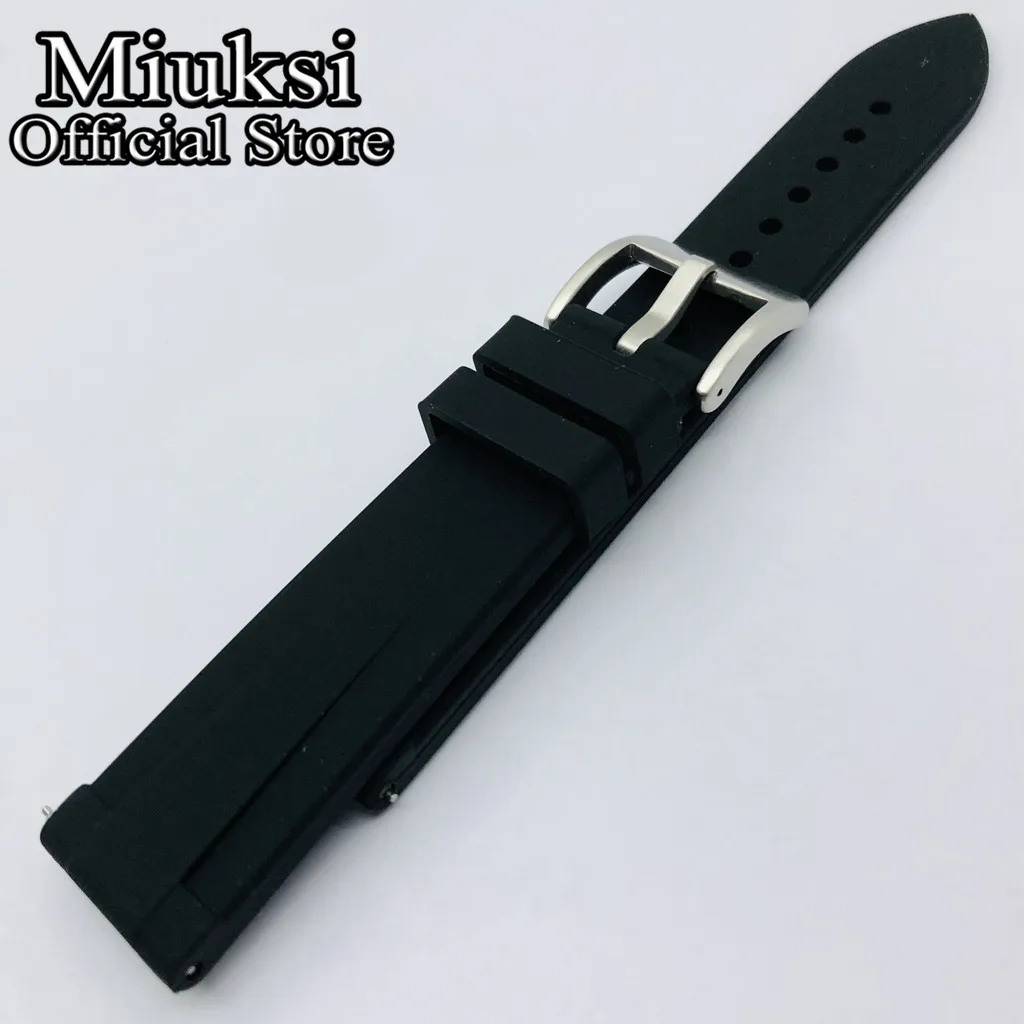 Miuksi 20mm black blue green gray rubber strap with stainless steel pin buckle