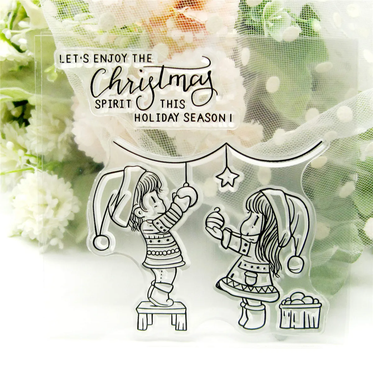 ClearCelebrate Christmas Transparent Silicone Rubber Stamp, Metal Die Sheet Cling, DIY Scrapbooking, Cute Pattern, Photo Album