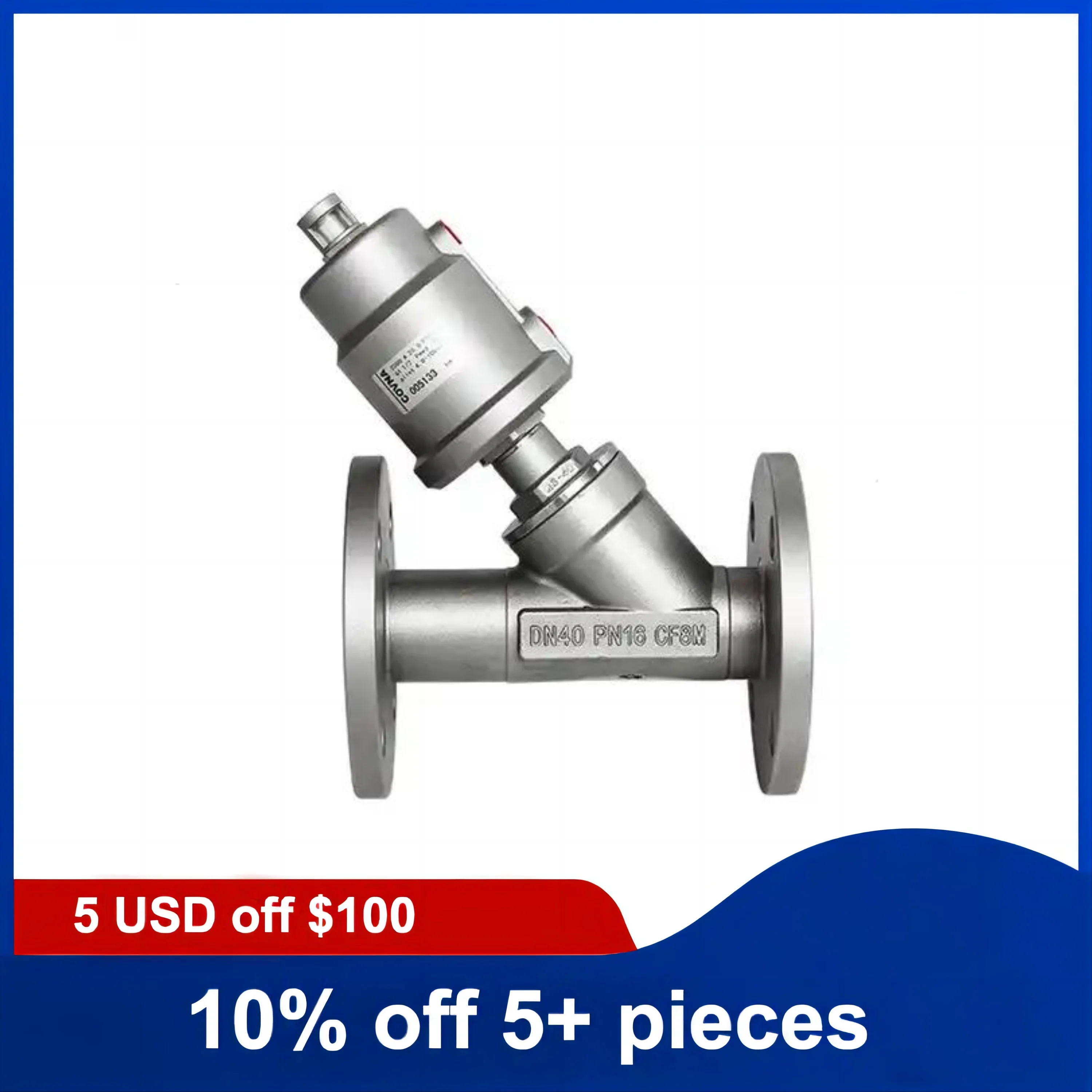 

DN15 Stainless Steel Pneumatic Flange Angle Seat Valve High Temperature Resistant Corrosion Steam Y Type Cut Off Valve