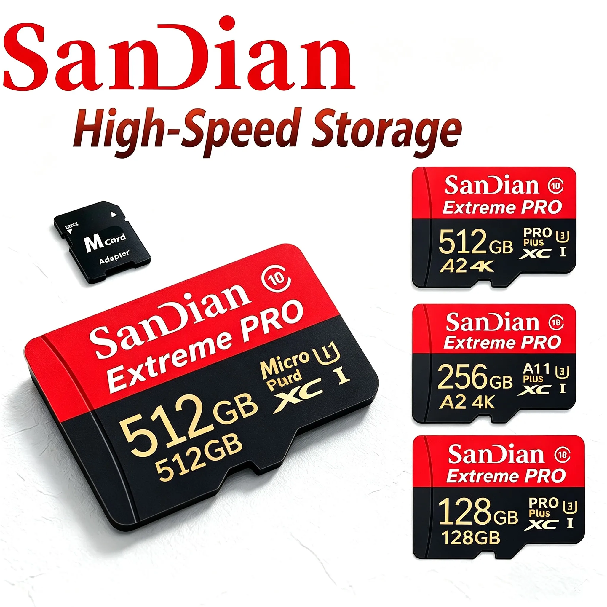 Durable Memory Card 128GB 64GB 512GB Micro TF SD Card SD Cards TF Cards 8K for Surveillance/PC Mac/MP3 Player/MP4 Player/Toy
