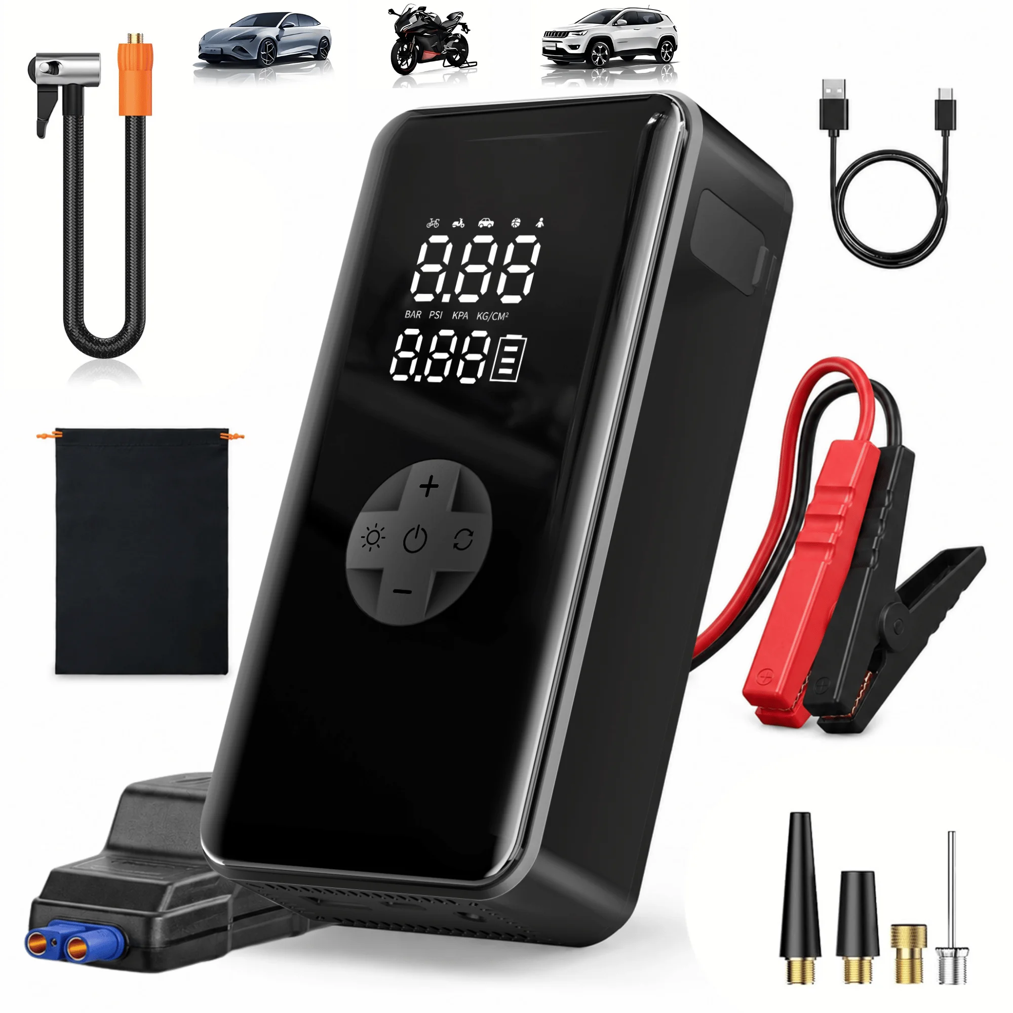 Portable Jump Starter - 4000A Jump Starter with Tire Inflator,