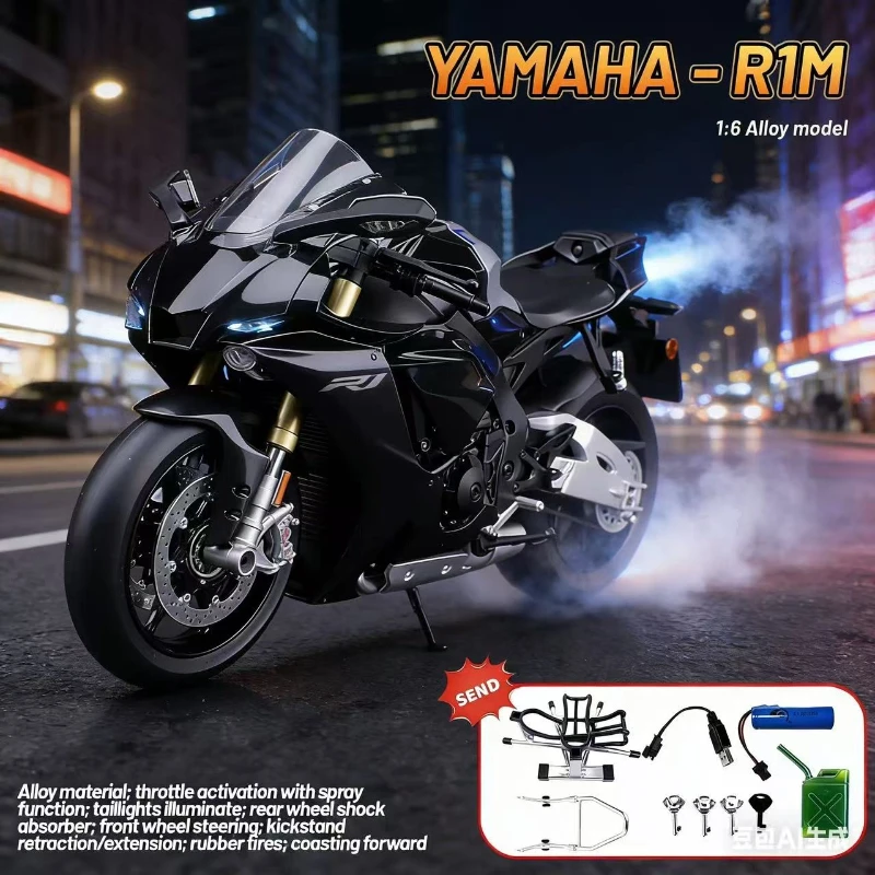 

Спрей 1:6 для YAMAHA R1M, литая под давлением модель мотоцикла из сплава металла, настольный дисплей, коллекционный орнамент, праздничный подарок для мальчиков 3