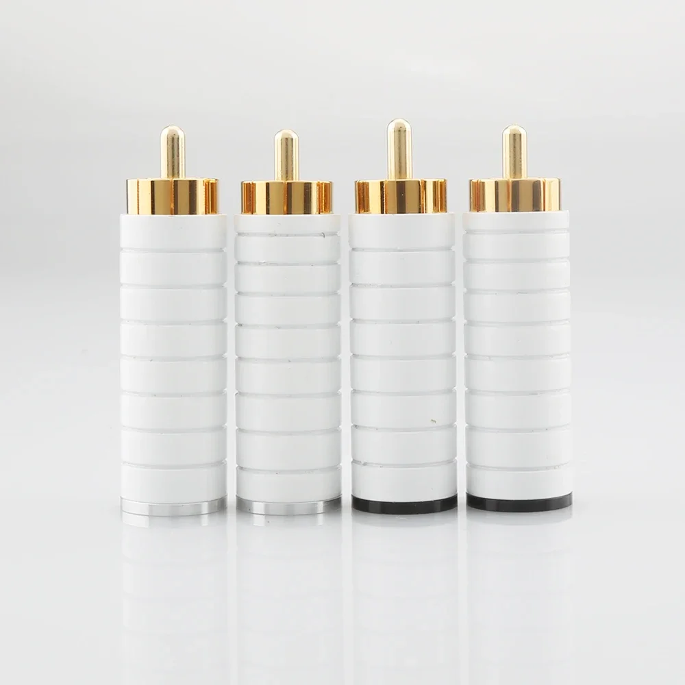 

CR101WH 4x Premium RCA Phono Plugs Gold Plated Solder Audio Connectors 10mm Cable Pllug HIFI